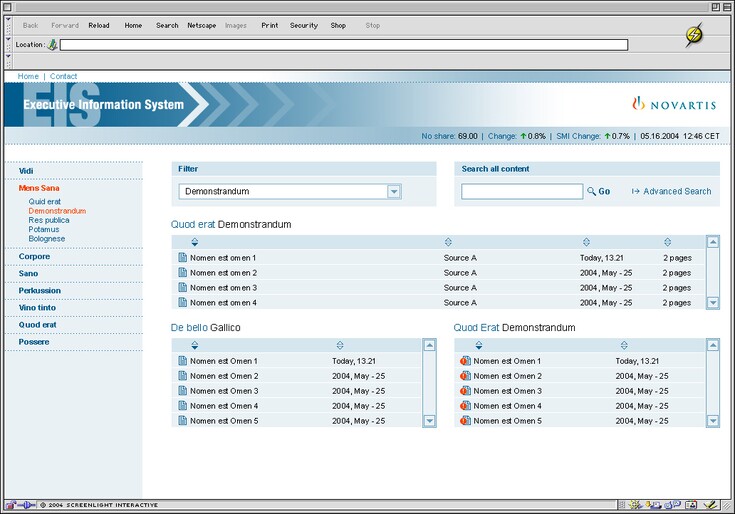 Referenzen Bilder Intranet «Executive Information System»