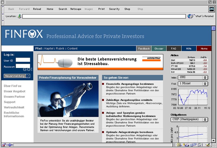 Referenzen Bilder Finanzportal «Finfox»