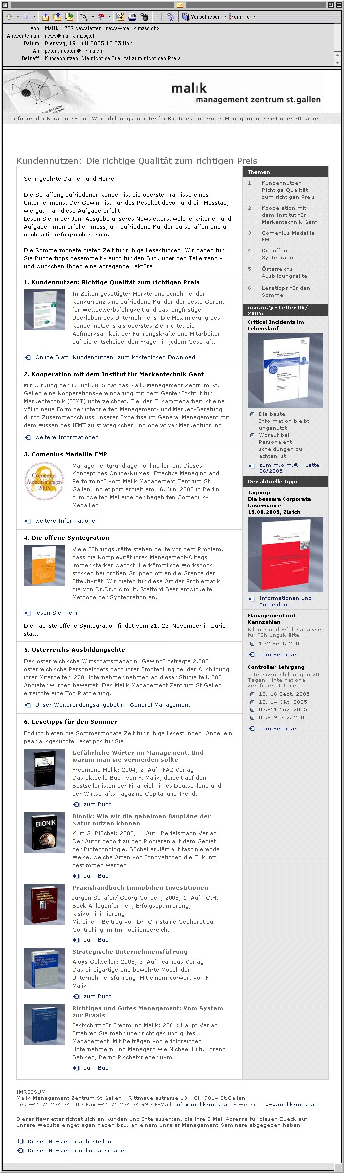 Referenzen Bilder Newsletter