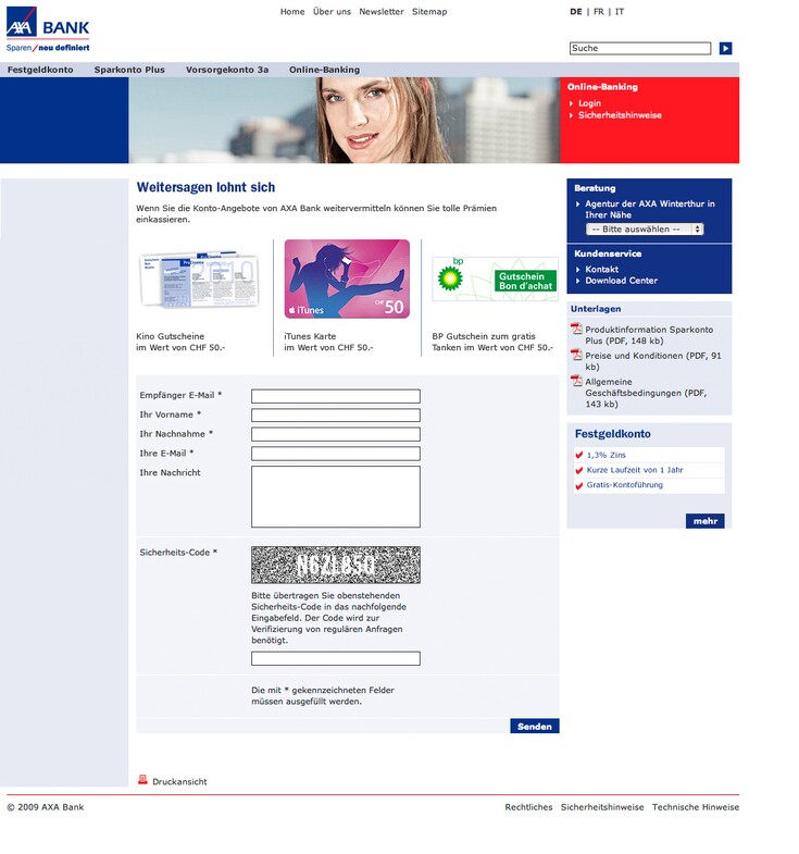 Referenzen Bilder Bankwebsite