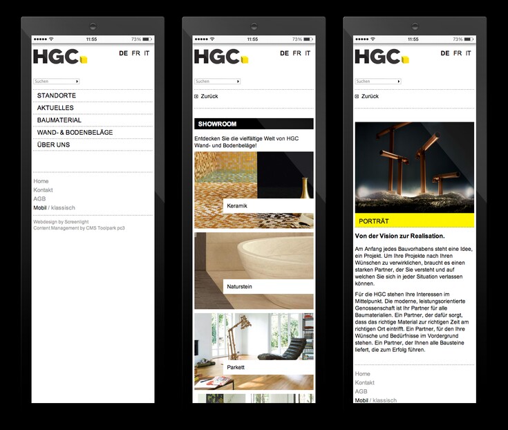 Referenzen Bilder Mobile Website